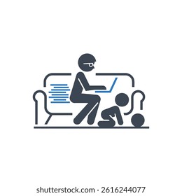 Work Children Multitasking Icon On White Background