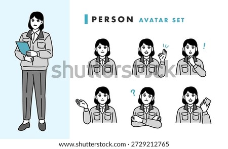 Work clothes female avatar set