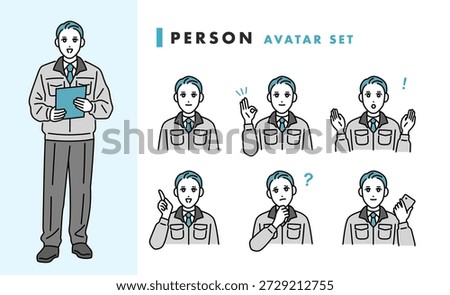 Work clothes male avatar set