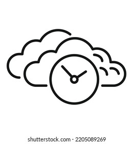 Work cloud hour icon outline vector. Office time. Clock home