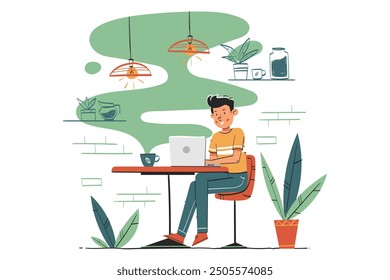 Work at Coffee Shop Illustration