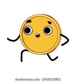 work coin character cartoon. finance cash, payment businessman, young rich work coin character sign. isolated symbol vector illustration