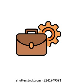 Work color line icon. Suitcase and gear. Mental health