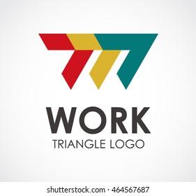 Work of colorful triangle logo design vector template and abstract flat business symbol of company identity Logotype concept icon.