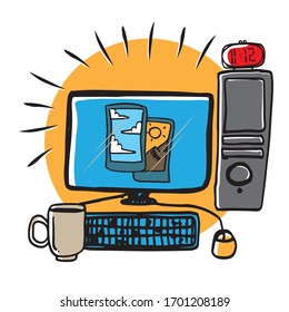 Work with computer, good for icon design