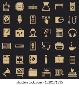 Work computer icons set. Simple style of 36 work computer vector icons for web for any design