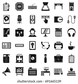 Work computer icons set. Simple style of 36 work computer vector icons for web isolated on white background