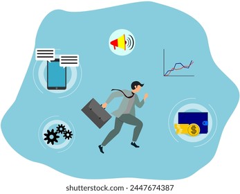 work concept. icon of someone running. flat vector