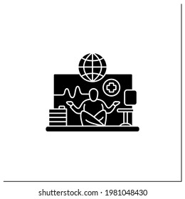 Work conditions glyph icon. Employee psychological comfort. Non Toxic atmosphere.Remote management concept.Filled flat sign. Isolated silhouette vector illustration
