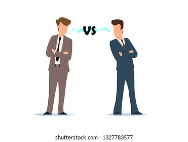 Work conflict between colleagues & office workers. Fight for leadership. Flat style vector illustration.