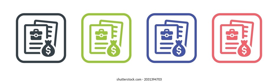 Work contract with money bag icon vector illustration. Payment symbol