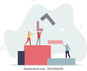 Cooperación laboral, asociación y trabajo en equipo para la tarea de trabajo . carácter vida .