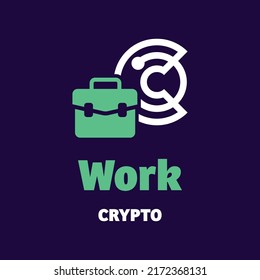 Work and crypto logo in modern style. With a white background