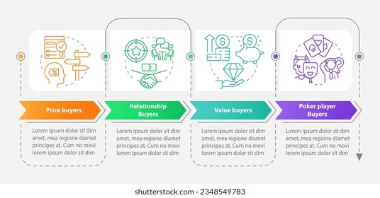 Work with customers rectangle infographic template. Business. Data visualization with 4 steps. Editable timeline info chart. Workflow layout with line icons. Myriad Pro-Bold, Regular fonts used