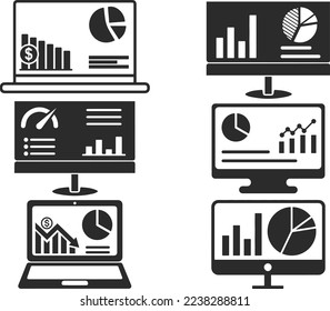 Conjunto de iconos del tablero de trabajo de trabajo, conjunto de iconos del tablero de trabajo de negocios, vector negro