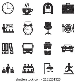 Iconos del día laboral. Diseño de esgrima negra. Ilustración vectorial.