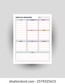 Work Day Organizer, Work Planner KDP Interior