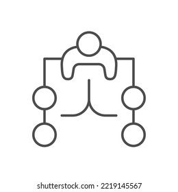 Icono de esquema de línea de delegación de trabajo