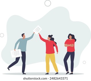 Work delegation, manager distribute work assignment to team member colleagues, assign tasks, job or project to staff responsibility concept.flat design.illustration with people.