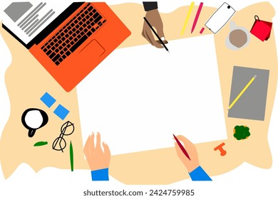 Work desk background vector for design element and tool for banner design