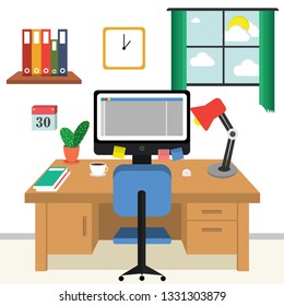 Work Desk Design Illustration Vector