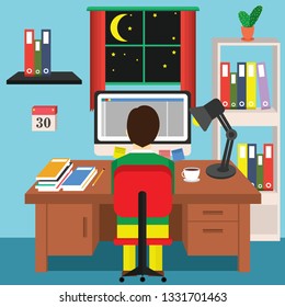 Work Desk Design Illustration Vector