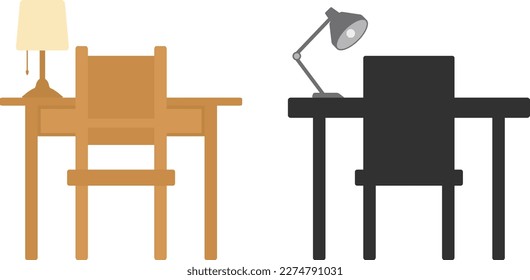 Work desk flat vector illustration set