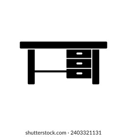 Work desk icon with drawers on the side
