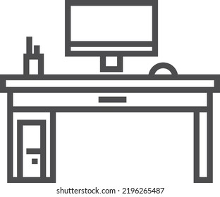 Work desk icon. Remote workplace. Home furniture
