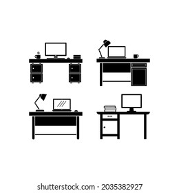 Work desk icon set design template