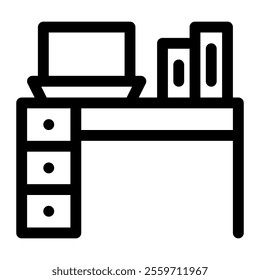 Work desk icon with simple and line style