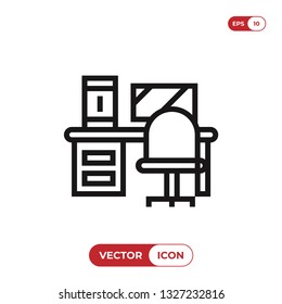 Work desk icon vector