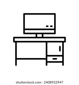 work desk icon. vector line icon for your website, mobile, presentation, and logo design.