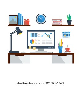 Work desk illustration flat design