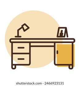 Work desk with lamp vector icon. Graph symbol for furniture, web site and apps design, logo, app, UI