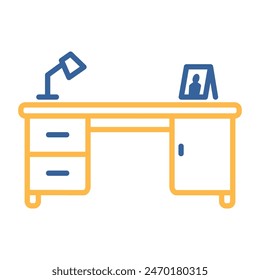 Work desk with lamp vector icon. Graph symbol for furniture, web site and apps design, logo, app, UI