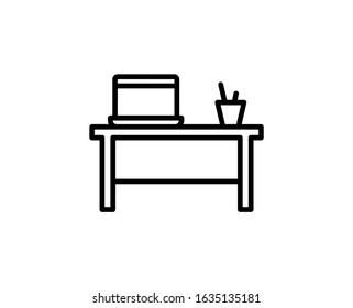 Work desk line icon. Vector symbol in trendy flat style on white background. Work desk sing for design.