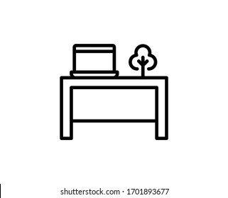 Work desk line icon. Vector symbol in trendy flat style on white background. Work desk sing for design.