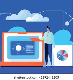 Work desk in office. Can use for backgrounds, infographics, hero images. Flat modern illustration. business devices gadget  office stuff