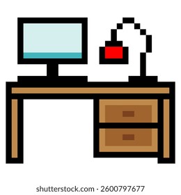 Work desk with pixel art