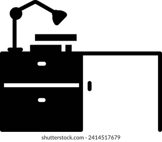 Work desk solid and glyph vector illustration