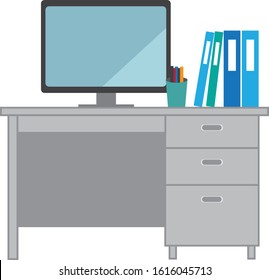 work desk table chair documents place