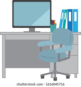 work desk table chair documents place