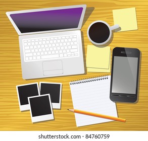 Work desk, vector