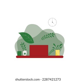 Work Desk Vector Art Illustration Design