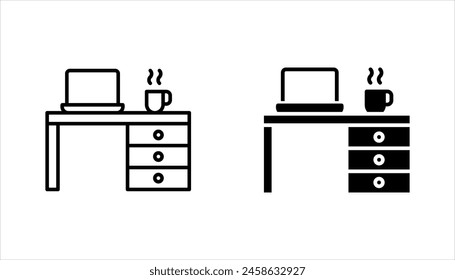 Work desk vector icon set, workspace symbol. Modern, vector illustration on white background