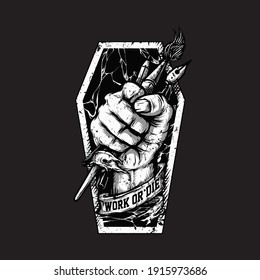 Work or die motivation graphic illustration vector art t-shirt design