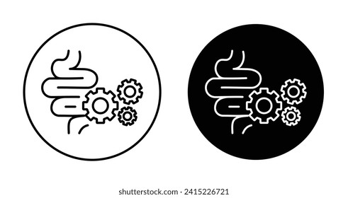 Work digestive system icon set. Digestive Laxative Stomach Intestine vector symbol in a black filled and outlined style. Work Set Belly Abdomen Gut Sign.