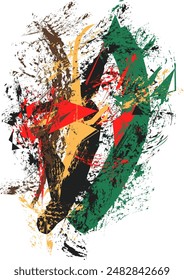 A work of digital abstract painting using chalk and charcoal in warm colors, with a unique texture that forms extraordinary lines.