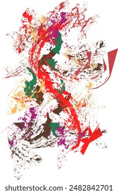 Una obra de pintura abstracta digital que utiliza tiza y carbón en colores cálidos, con una textura única que forma líneas extraordinarias.